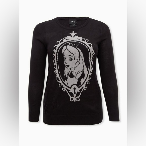 Disney Sweaters - Torrid Disney Alice In Wonderland Black Sweater 1X (14-16)